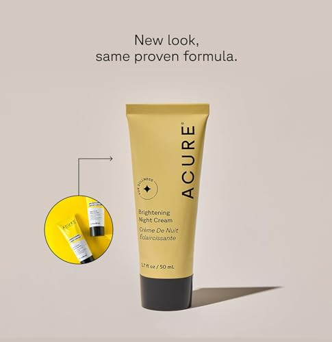 Acure Brightening Night Cream - Radiance Boosting Night Face Cream for Women & Men, Hydrating & Revitalizing Moisturizer for Uneven Skin Tone & Dulln