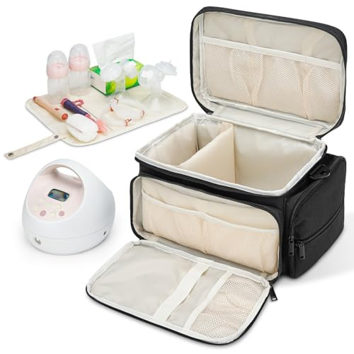 Breast Pump Bag Fit for Spectra S1 and S2, Pumping Bag with Waterproof Mat for Pump Accessories, Portable Pump Carrying Case for Work, Travel and Fam