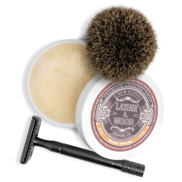 Lather & Wood Shaving Soap - Barbershop - Simply The Best Luxury Shaving Cream - Tallow - Dense Lather with Fantastic Scent for The Worlds Best Wet S