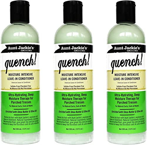 Aunt Jackie's Curls & Coils Quench! Moisture Intensive Leave-In Conditioner, 12 oz (Pack of 3)