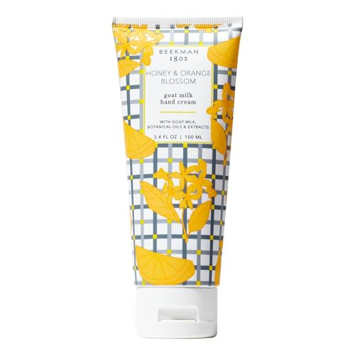 Beekman 1802 Pure Goat Milk Hand Cream, Honey & Orange Blossom - Scented - 3.4 oz - Moisturizing Lotion for Dry Skin - Anti-Aging Hydration - Good fo