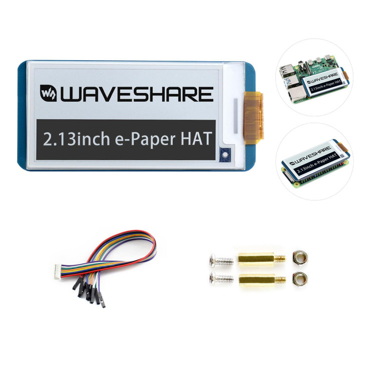 waveshare 2.13inch E-Ink Display HAT V4 Version Compatible with Raspberry Pi Raspberry Pi 5/4B/3B/Zero/Zero W/Zero 2W/Pico/Pico W/Pico WH, 250x122 Re