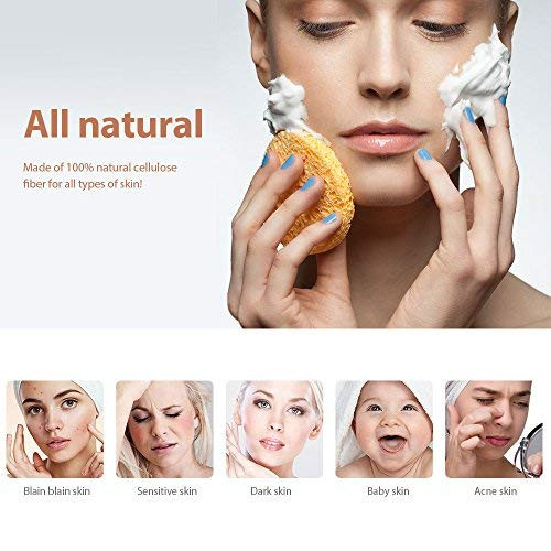 Facial Sponges, MAXSOFT Compressed 100% Natural Cellulose Facial Cleansing Sponges-50 Count