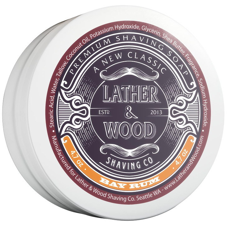 Lather & Wood Shaving Soap - Bay Rum - Simply the Best Luxury Shaving Cream - Tallow - Dense Lather with Fantastic Scent for the Worlds Best Wet Shav
