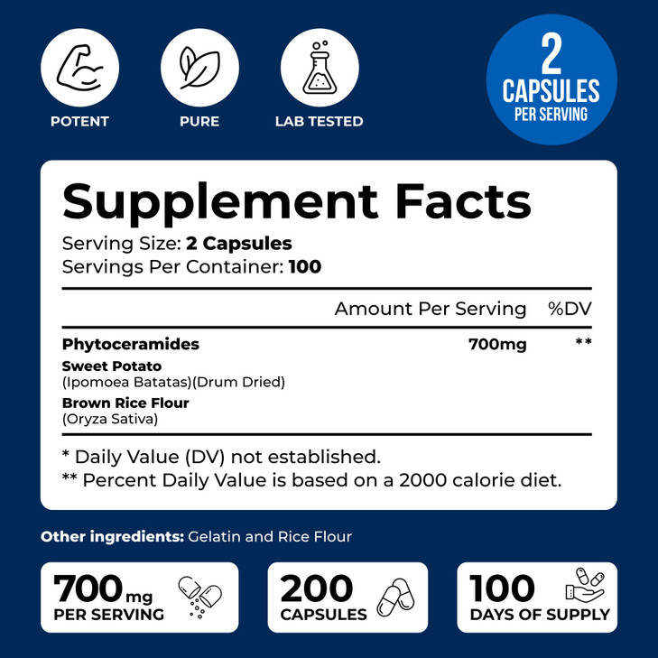 We Like Vitamins Phytoceramides 700mg - 200 Capsules All Natural Wheat Free and Plant Based - Phytoceramide Supplement - Skin Supplement for Women -