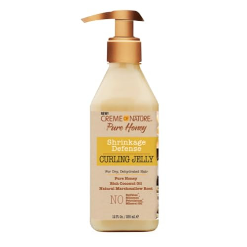 Creme of Nature Curling Jelly, Pure Honey, Coconut Oil and Shea Butter Formula, Shrinkage Defense, 11.5 Oz