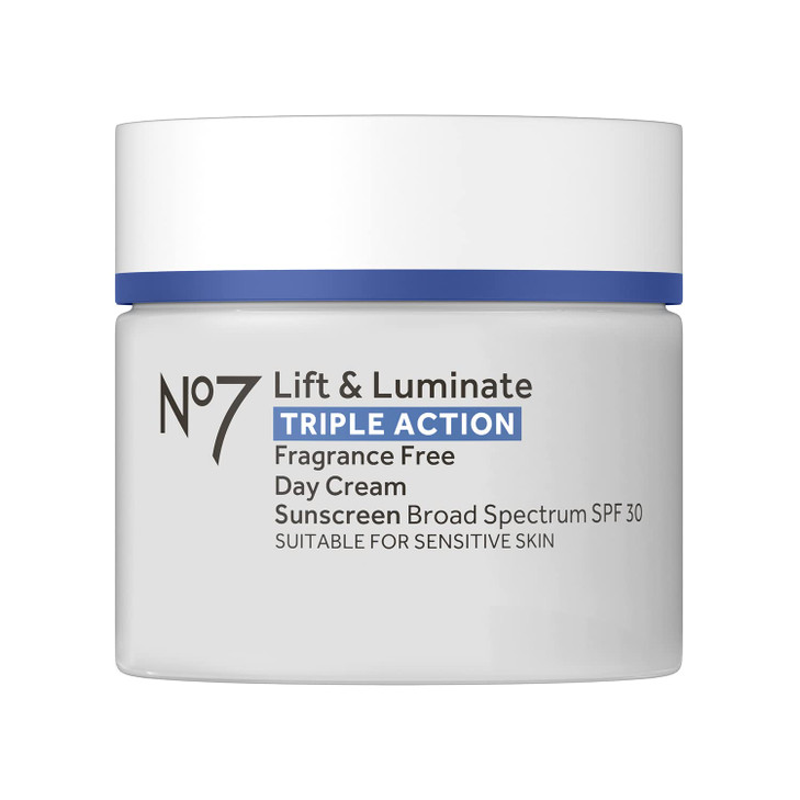 No7 Lift & Luminate Triple Action Face Cream - Fragrance Free Face Moisturizer with SPF 30 - Formulated with Anti Aging Collagen Peptides & Brighteni