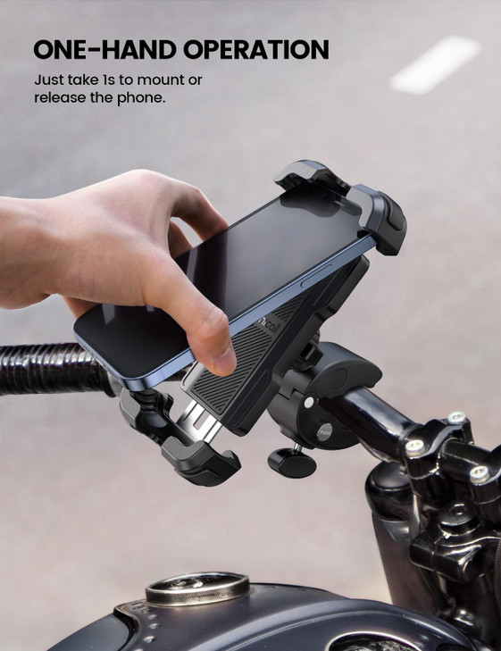 Lamicall Motorcycle Phone Mount, Bike Phone Holder - [Metal Lock] Upgrade Quick Install Bar Clip for Bicycle Scooter, Cell Phone Clamp Gifts for iPho