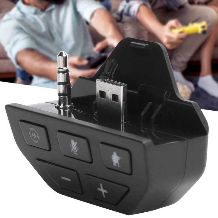 Qiilu Stereo Headset Adapter, Headset Adapter Controller Audio Adapter Headphone Converter for One Gamepad Black