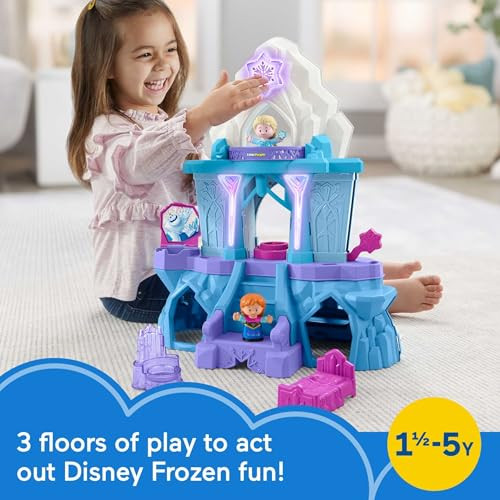 Fisher-Price Little People Toddler Toy Disney Frozen Elsas Enchanted Lights Palace Playset with Music Lights & Figures for Kids Ages 18+ Months
