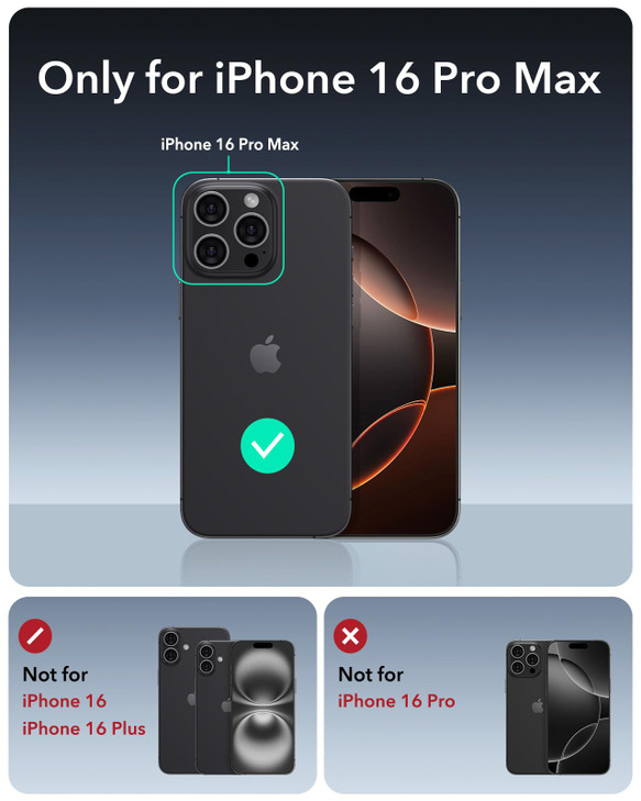 ESR for iPhone 16 Pro Max Case with Stash Stand, Camera Control, 23FT Military-Grade Shock-Absorbing Drop Protection, Compatible with MagSafe Accesso