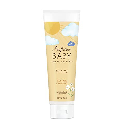 SheaMoisture Baby Leave-In Conditioner for Curly Hair Raw Shea, Chamomile and Argan Oil Moisturizes and Helps Detangle Delicate Curls and Coils 10.3