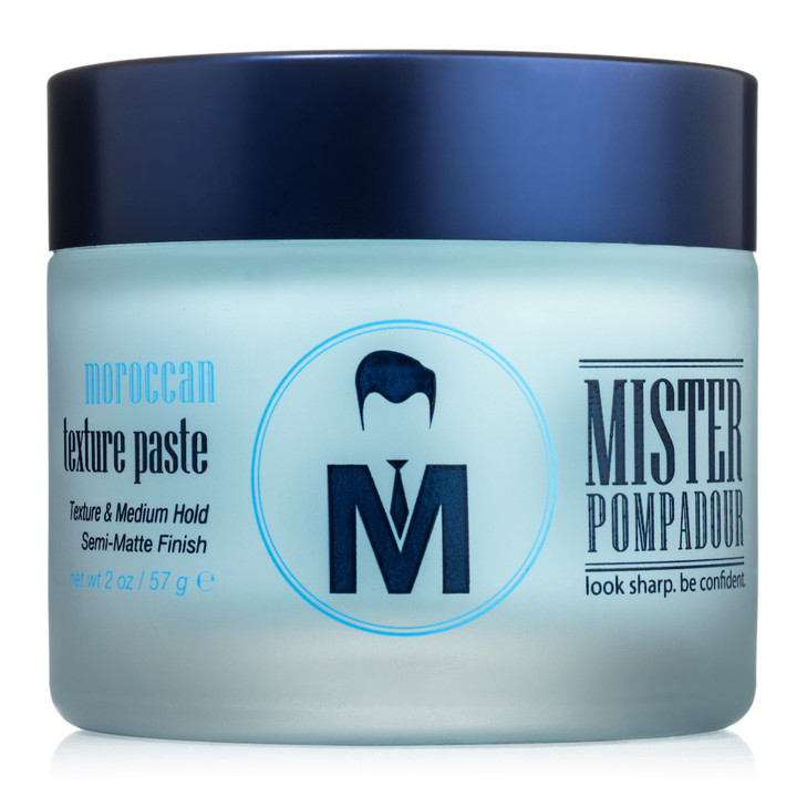 Mister Pompadour Moroccan Texture Paste | Semi Matte Pomade for Men | Texture and Hold for Styling Straight, Thick, or Curly Hair | Natural Ingredien