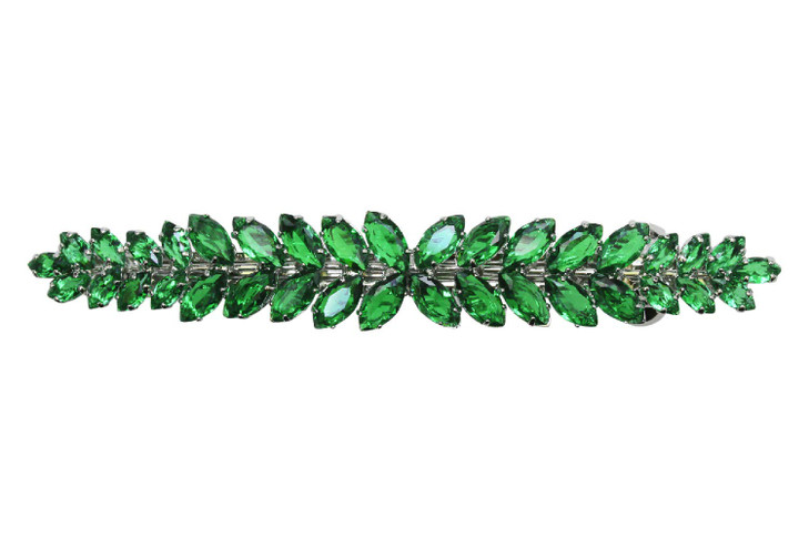 Faship Gorgeous Green CZ Crystal floral Hair Barrette