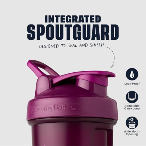 BlenderBottle Classic V2 Shaker Bottle Perfect for Protein Shakes and Pre Workout, 20-Ounce (3 Pack), Red, Green, Plum