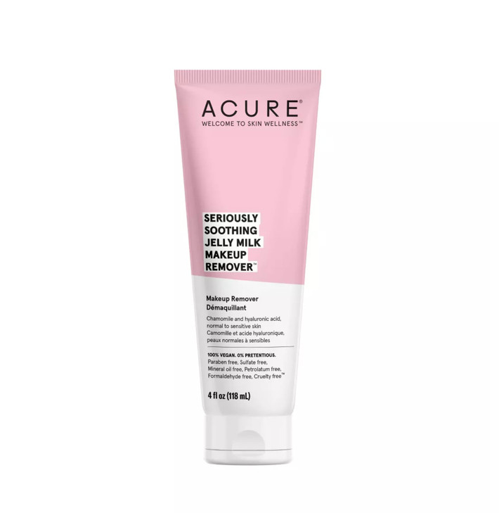 Acure Seriously Soothing Jelly Milk Makeup Remover - Waterproof Make Up Removal for Normal to Sensitive Skin - Moisturizing Finish - Milky Texture wi