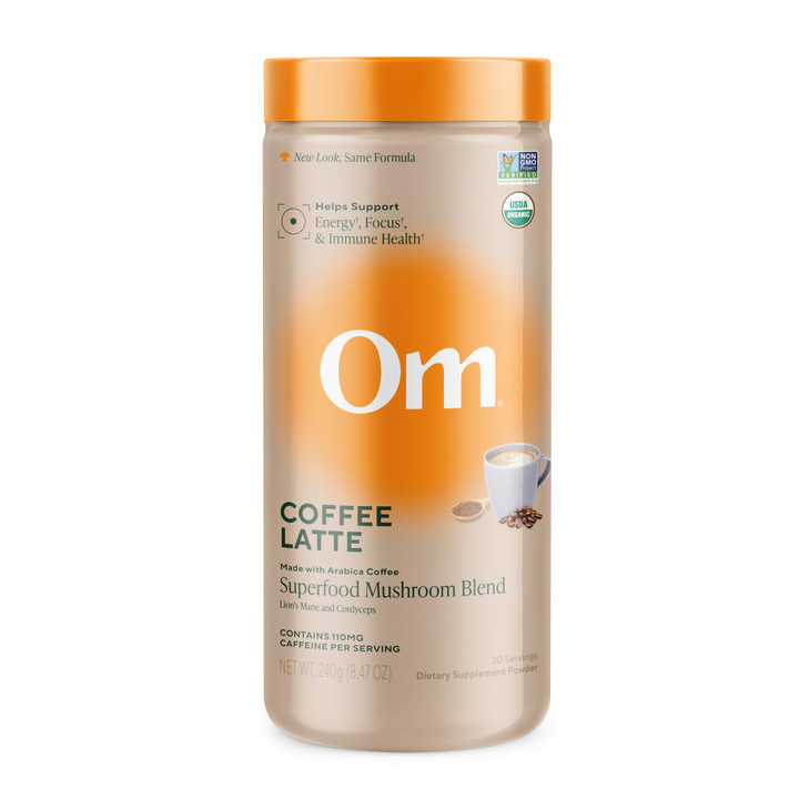 OM MUSHROOM SUPERFOOD Coffee Latte Blend  Functional Mushroom Powder with Lions Mane, Cordyceps, Reishi & Chaga  Energy, Focus & Mental Clarity Su