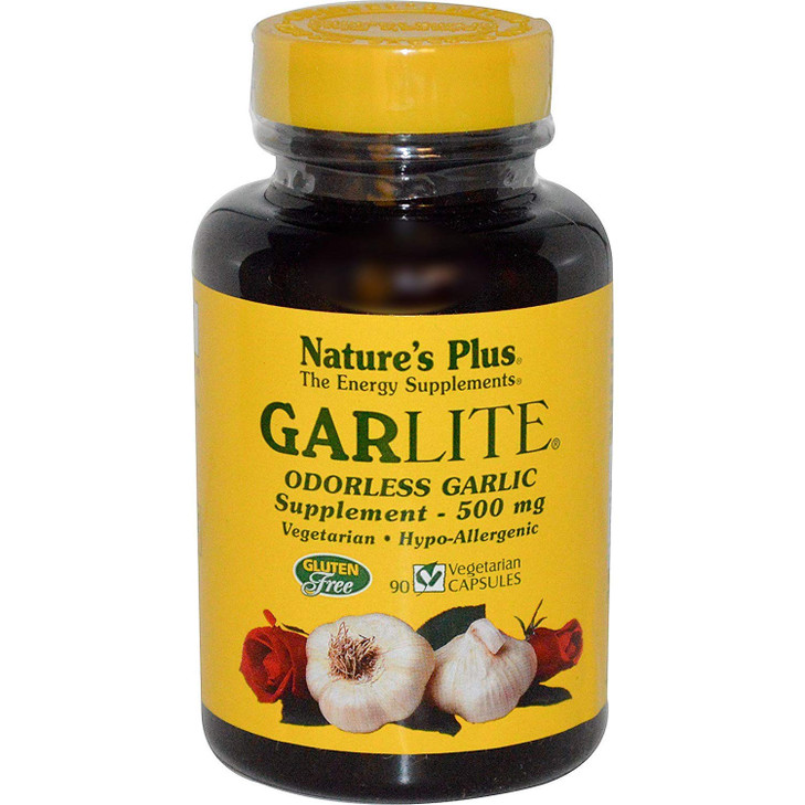 NaturesPlus Garlite Odorless Garlic - 90 Capsules - Vegetarian, Gluten Free - 90 Servings