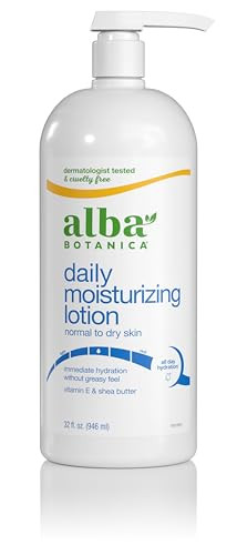 Alba Botanica Daily Moisturizing Body Lotion, Normal to Dry Skin, with Vitamin E and Shea Butter, 32 Oz (Packaging May Vary)