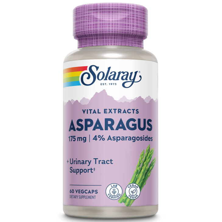 SOLARAY Asparagus 175 mg Supplement with Whole Root - Asparagus Extract Capsules for Men & Women, Urinary Tract & Digestive Health Support, Vegan For