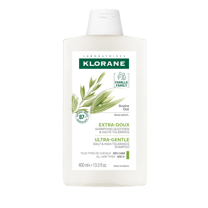 Klorane Ultra-Gentle Shampoo with Oat Milk - Sulfate-Free - Dermatologist and Pediatric Tested - Hypoallergenic, Vegan, Plant-Based Fomula - High Tol