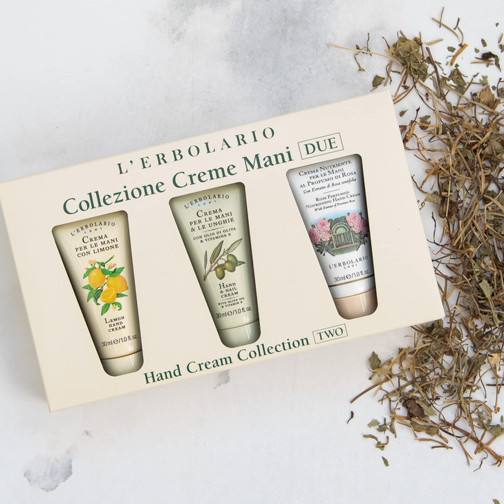 L'Erbolario Hand Cream Collection 2 - Olive Oil Cuticle and Nail Care Lotion - Lemon and Rose Perfumed Moisturizing Hand Lotion for Smooth Skin - 3 P