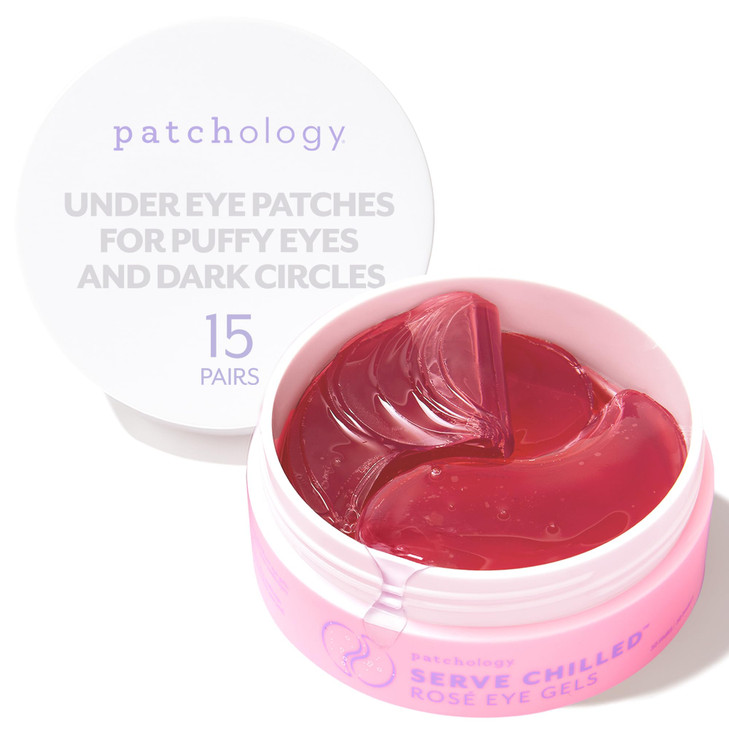 Patchology Serve Chilled Rosé Eye Gels - Eye Patches for Puffy eyes & Dark Circles, Gel Eye Patches, Under Eye Mask w/Hyaluronic Acid, Eye Treatment