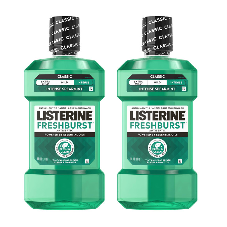Listerine Freshburst Intense Antiseptic Mouthwash for Bad Breath, Kills 99.9% of Germs That Cause Bad Breath & Fight Plaque & Gingivitis, ADA Accepte