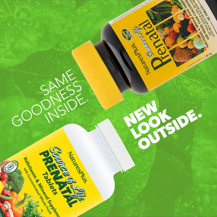 NaturesPlus Source of Life Prenatal - 90 Tablets - Multivitamin & Mineral Supplement with Iron - Nutritional Support for Pregnancy - Gluten Free, Veg