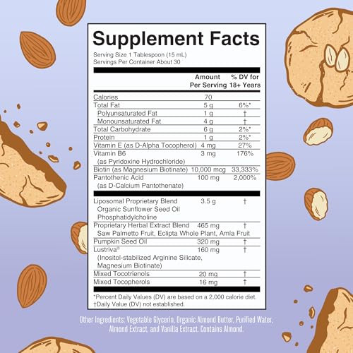 MaryRuth Organics Women's Hair Growth MAX Liposomal | with Lustriva® + Biotin 10000mcg + Pumpkin Seed Oil | Thicker Hair | Hair Care | Wrinkles, Fine