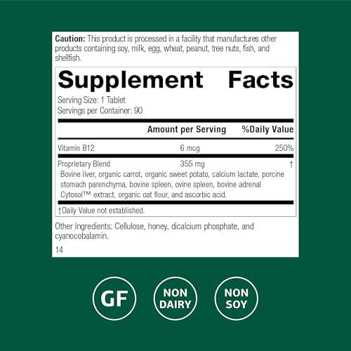 Standard Process Cataplex B12 - Vitamin B12 Supplement for Blood Health Support & Nervous System Function - B12 Vitamin Supplement for Well-Being - G
