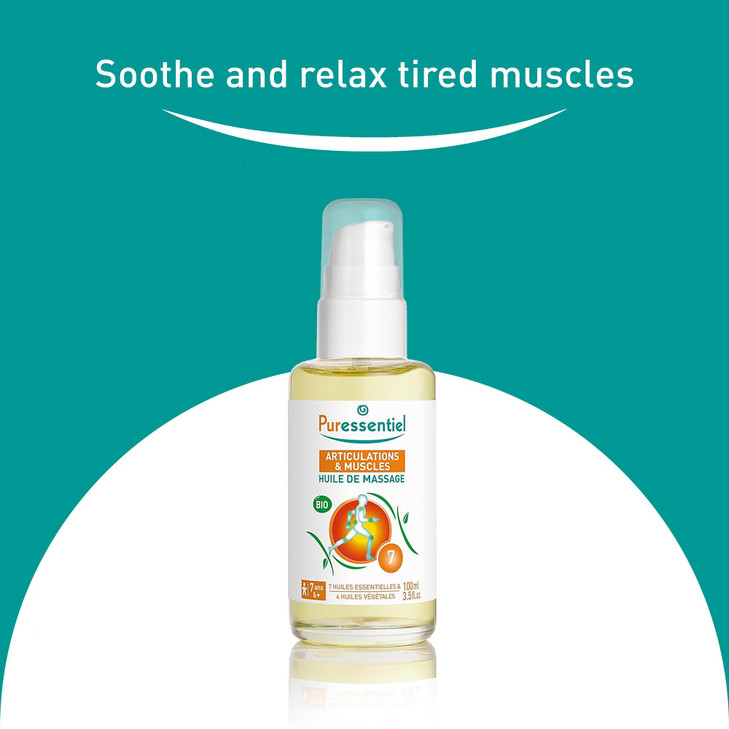 Puressentiel Muscle Relaxing Organic Massage Oil with Arnica and Wintergreen - Aromatherapy Oil for Muscle Tension - Alcohol Free, Plant Based - Revi