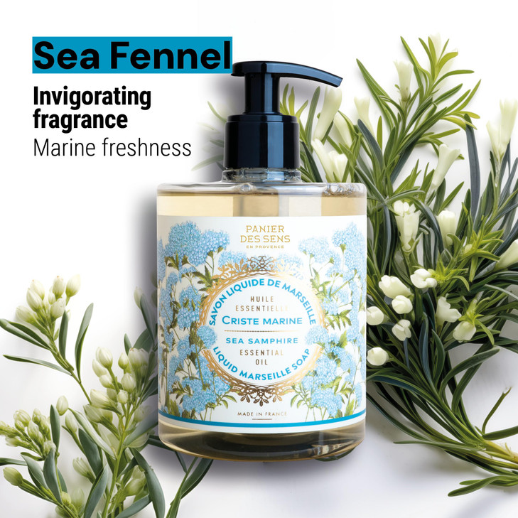 Panier des Sens - Moisturizing Liquid Hand Soap - Sea Samphire Hand Wash - French Marseille Hand Soap with Coconut Oil - Refillable Kitchen & Bathroo