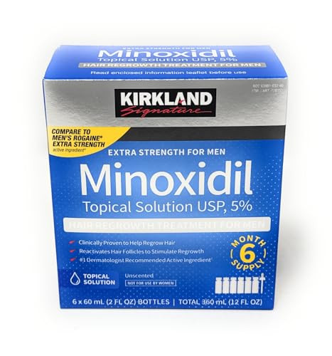 Minoxidil for Men 5% Extra Strength Hair Regrowth for Men fLsbok, 6 Month Supply by Kirkland Signature, 6 Pack (2 oz Bottle)