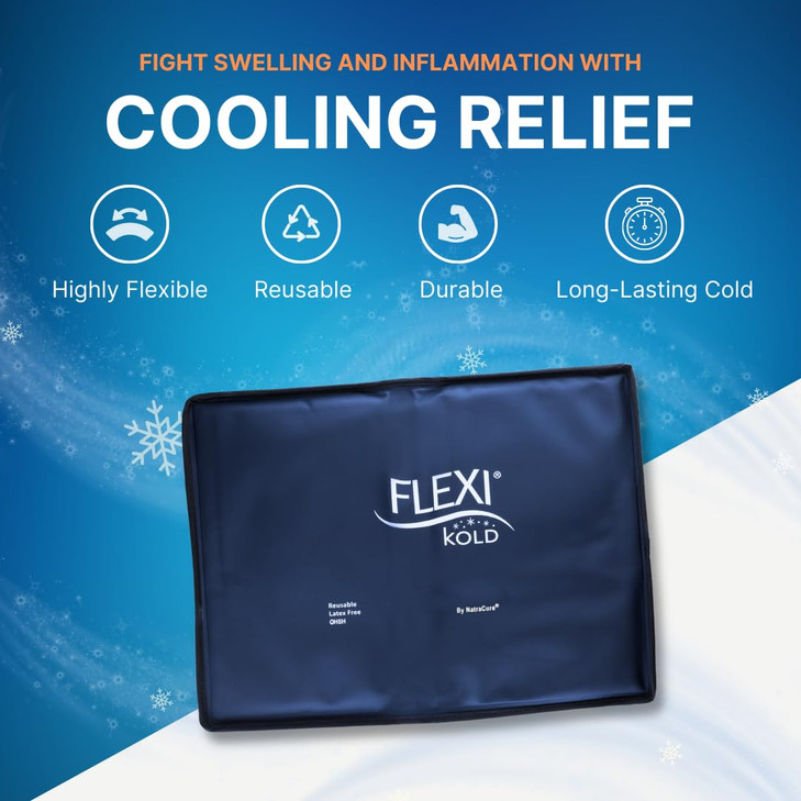 FlexiKold Gel Ice Packs (Standard Large: 10.5" x 14.5") for Injuries Reusable, Back Pain Relief, Knee Wrap, After Surgery, Ice Pack for Knee, Shoulde