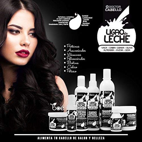 Kit Ligao de Leche (4/1) Hair Care Set  Shampoo, Hair Mask, Protein Shot & Combing Spray  Deep Repair & Shine with Biotin, Milk Proteins, Collagen