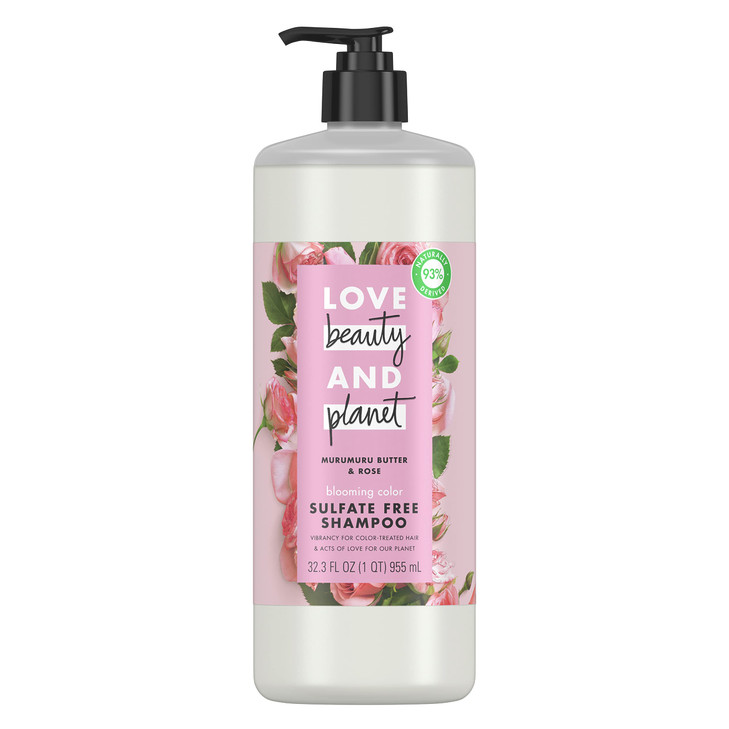 Love Beauty and Planet Blooming Color Sulfate-Free Shampoo Murumuru Butter & Rose, for Color Treated Hair Vegan, Paraben-free, Silicone-free, Cruelty