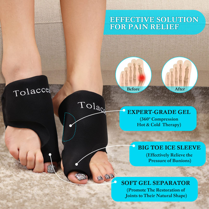 Foot Ice Packs Big Toe for Pain Relief, Flexible Cold Pack for Bunion Relief, Reusable Gel Ice Pack for Hot and Cold Therapies, Ice Pack for Swelling