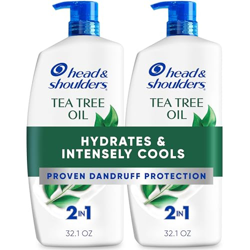 Head & Shoulders Anti-Dandruff Shampoo and Conditioner with 1% Pyrithione Zinc, Tea Tree Oil 2-in-1 Twin Pack, Tea Tree Shampoo with Cooling, Refresh