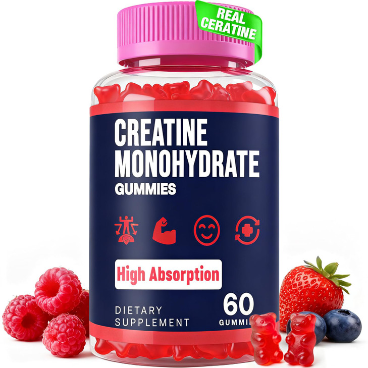 Trupretty Creatine Monohydrate Gummies for Women & Men, Taurine & B6, Chewable Creatina Pre Workout Gummies for Max Strength & Muscle Growth, Energy,