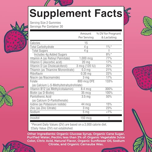 MaryRuth Organics Prenatal Vitamins for Women | USDA Organic Prenatal Gummies | Postnatal Vitamins for Women Breastfeeding | Methylfolate 800 mcg DFE