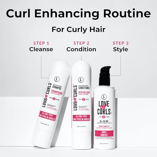 Love Ur Curls - Shampoo & Conditioner Set with All in One Curl Cream Styler for Curly Hair, 3 Step System for Repair and Moisturizing