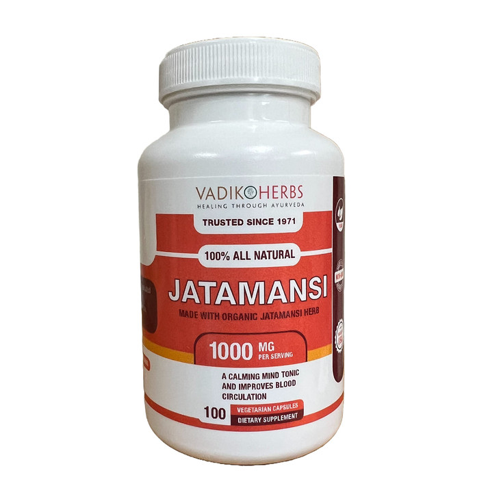 Vadik Herbs Certified Organic Jatamansi Spikenard Root (Nardostachys jatamansi) Powder | (100 Vegicaps) | Made with Potent Extract Powder | 1 Cap Dai