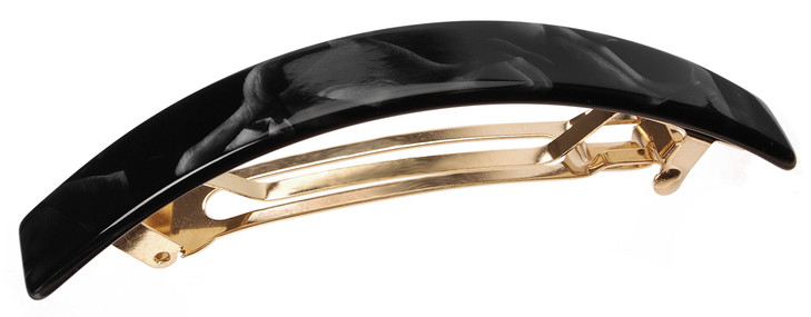 France Luxe Narrow Rectangle Volume Barrette - Nacro Black