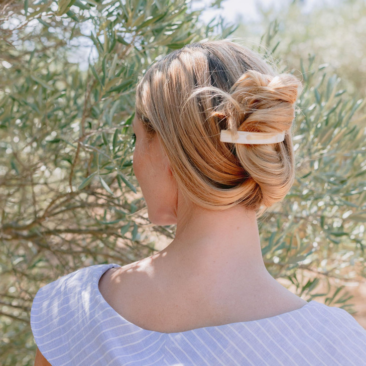 France Luxe Narrow Rectangle Volume Barrette - Nacro Black