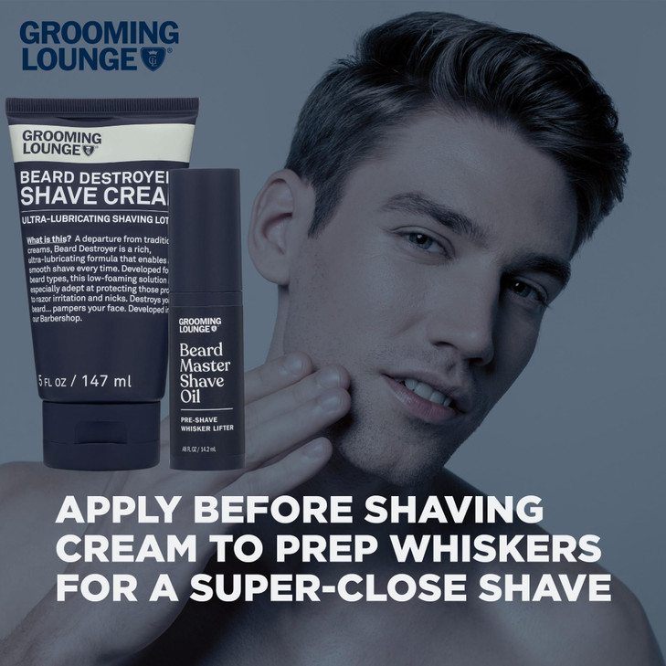 Grooming Lounge Beard Master Shave Oil - Eliminates Razor Drag and Burn - No Clogged Pores or Residue - Can be Used Solo or With a Cream - Translucen