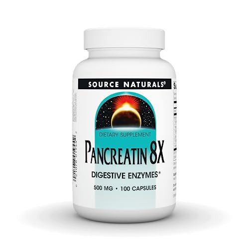 Source Naturals Pancreatin 8X, 500 mg Digestive Enzymes - 100 Capsules