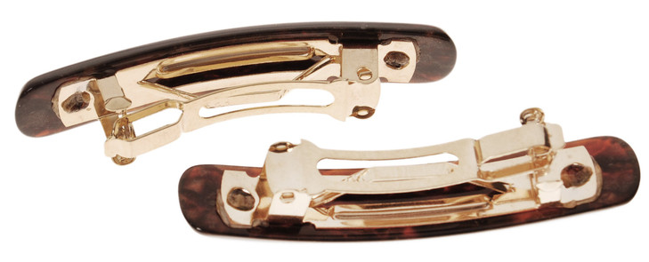 France Luxe Mini Rectangle Barrette Pair, Classic, Handmade French Barrettes for Women, Matching Set of 2 Hair Clips for Everyday Wear, Womens Hair