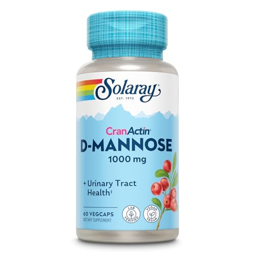 SOLARAY D-Mannose with CranActin Cranberry Supplement 400mg, Urinary Tract Health & Bladder Support Capsules with Vitamin C for Immune Function, Vega