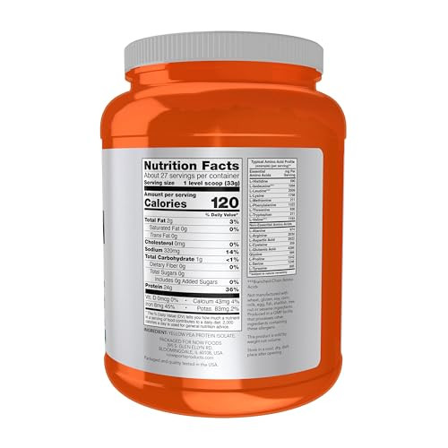 NOW Foods Sports Nutrition, Pea Protein 24 g, Fast Absorbing, Unflavored Powder, 2-Pound